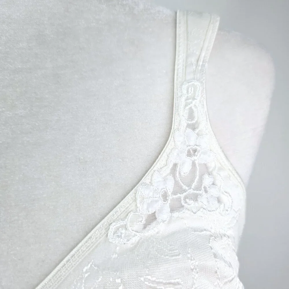 VTG Playtex Secrets Bra White Floral Cotton Underwire Full Coverage Bra 4415
